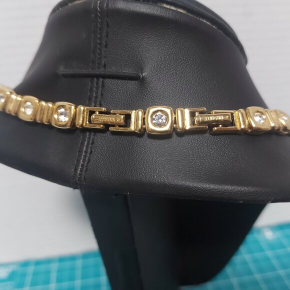 Nina Ricci Gold Plated Necklace with Swarovski Crystals - 16-17" Vintage - Picture 3 of 5